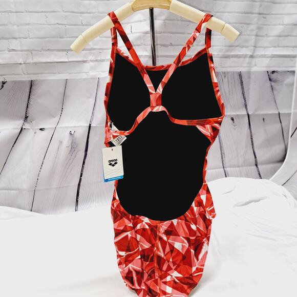 NWT Arena Flou Red White Shattered Glass Challenge Back 1 piece swimsuit US40 - Picture 2 of 13